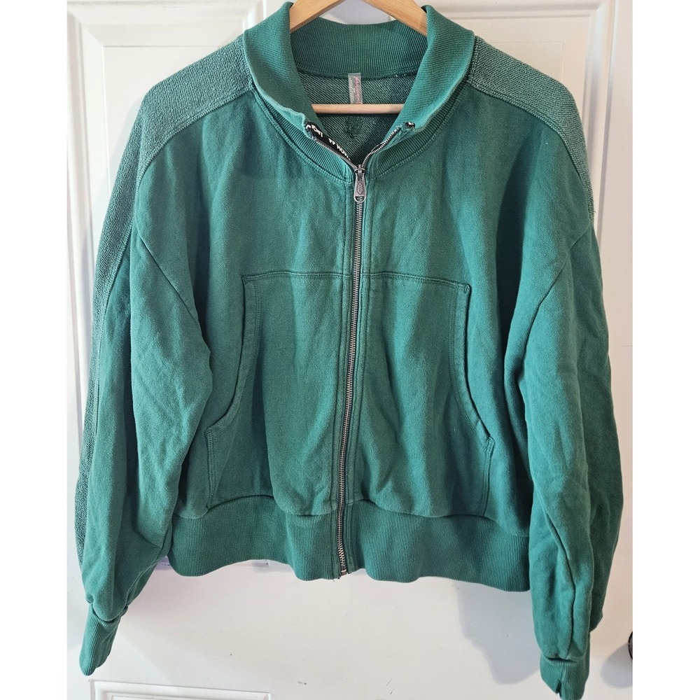 FP Movement Free People Green Zip Up‎ Sweatshirt Jacket Women's Medium Oversized